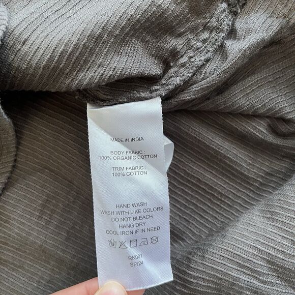 Quince Women's Top Med Textured Organic Cotton Peasant Blouse Charcoal Gray - Picture 14 of 16